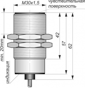 Датчик индуктивный бесконтактный ИВ25-NO/NC-PNP-ПГ-HT-Y10(12X18H10T)