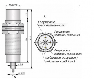 Выключатель бесконтактный ёмкостный SE071-NO/NC-ACR-PG-TF-TRAB30(рег.задержка вкл-выкл до 30сек.)