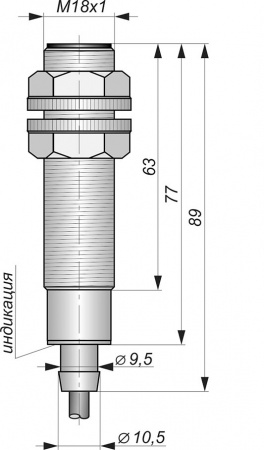 Датчик бесконтактный индуктивный И10-NC-NPN(Д16Т, Lкорп=75мм)