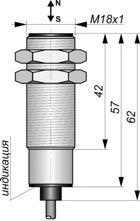 Датчик бесконтактный герконовый DG18MKP-CD-2GNONC-FF-5-IS