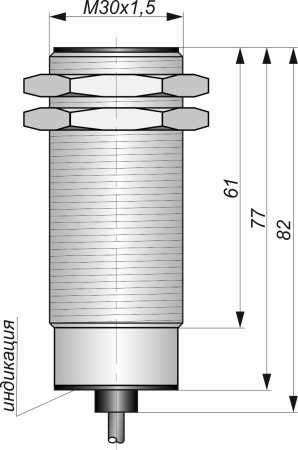 Датчик индуктивный бесконтактный И25-NO-PNP-HT(Л63, Lкорп=75мм)
