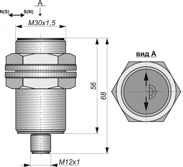 Датчик бесконтактный герконовый DG30MKP-CD-2GNONC-F(y)F(y)-P12.4.1-IS