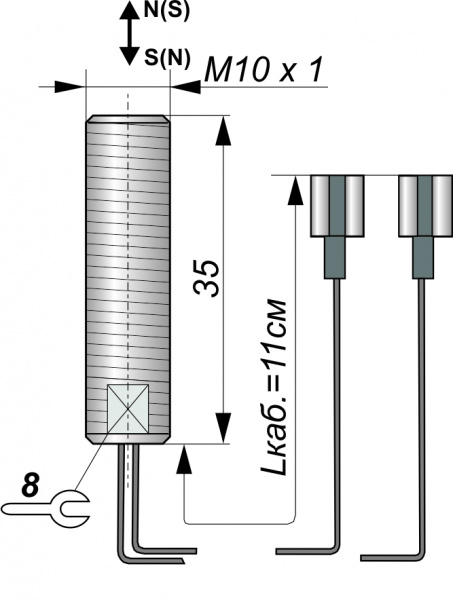Датчик бесконтактный герконовый DG10MFDA-CD-NO-C-T1/0,11-SS
