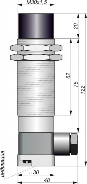 Датчик бесконтактный индуктивный И27-NO-AC-K-Z(12X18H10T)