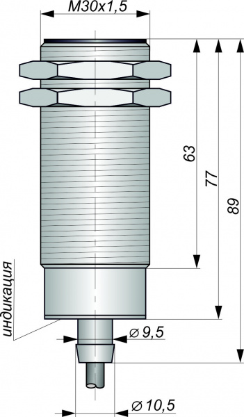 Датчик бесконтактный индуктивный И26-NO-PNP-HT(Л63, Lкорп=75мм)