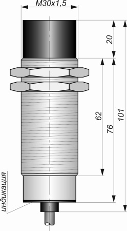 Датчик индуктивный бесконтактный И27-NO-PNP-HT(Д16Т, Lкорп=75мм)