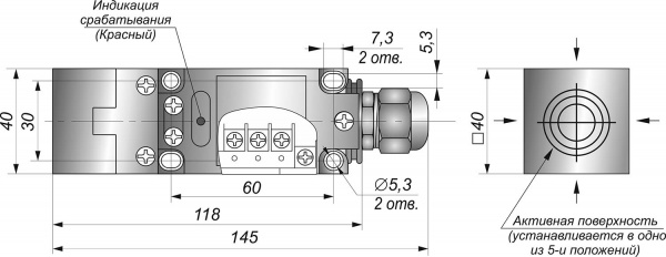 Датчик бесконтактный индуктивный SI40R-NO-AC-K-HT