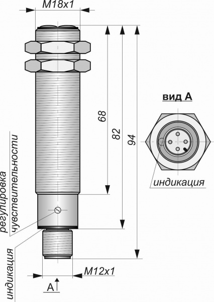 Датчик бесконтактный оптический O01-NO-PNP-P(Л63 с регулировкой)