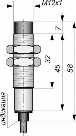Датчик бесконтактный индуктивный И03-NO-PNP(Л63, Lкорп=45мм, кабель 3х0,34)