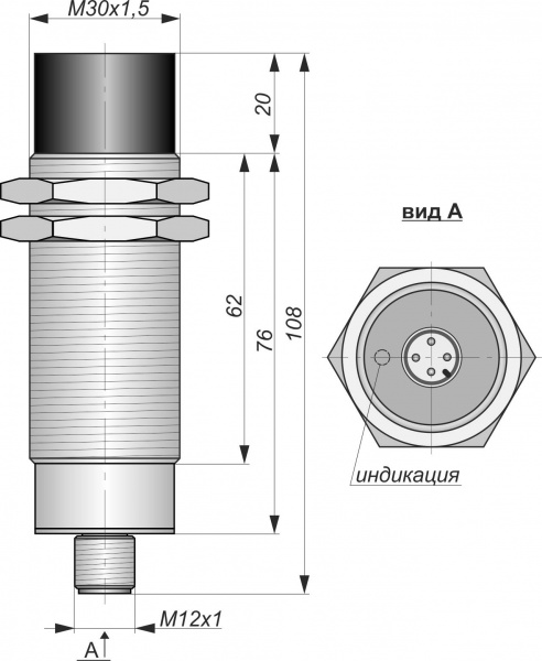 Датчик бесконтактный индуктивный И27-NO/NC-PNP-P(Л63, Lкорп=75мм)