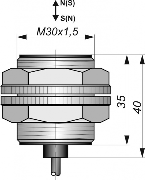 Датчик бесконтактный герконовый DG30MFCP-CD-2GNОNC-FF-2-IS