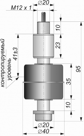 Датчик герконовый поплавковый уровня жидкости DFG 40.35-B1-NO-41.12-M12x1-BT