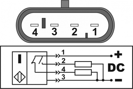 Датчик бесконтактный индуктивный ИВ251-NO/NC-PNP-P4A-ПГ-HT-Y111(Текаформ, Lкаб-0,25м, 4х0,5)