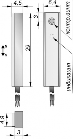 Датчик бесконтактный герконовый GT01P-PNP-NO-C-5-SS