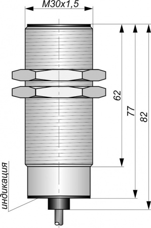 Датчик бесконтактный индуктивный ИВ25-NO-PNP(Л63, Lкорп=75мм)