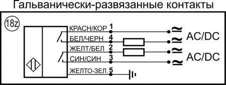 Датчик бесконтактный герконовый DG18MKL-CD-2GNO-EE-1,5-IS-Z