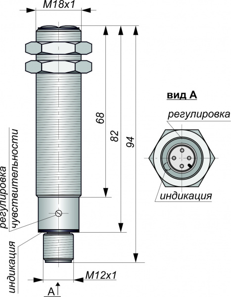 Датчик бесконтактный оптический O05-NO/NC-PNP-P(12X18H10T, с регулировкой)