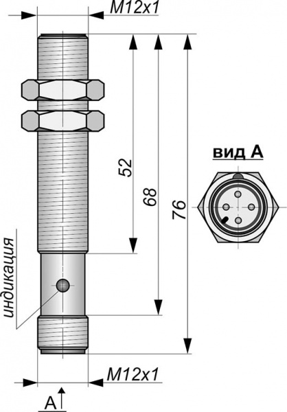 Датчик бесконтактный индуктивный И01-NO-PNP-P(Л63, Lкорп=75мм)