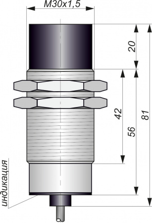 Датчик бесконтактный индуктивный И27-NO-AC-Z(Л63, Lкорп=55мм)