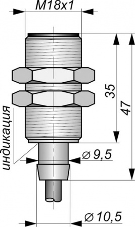 Датчик бесконтактный индуктивный ИВ14-NO-PNP-HT(Л63, Lкаб=7м)