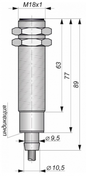 Датчик индуктивный бесконтактный И10-NO/NC-PNP-HT(Л63, Lкорп=75мм)