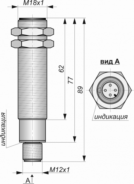 Датчик бесконтактный индуктивный И09-NO-PNP-P(Л63, Lкорп=75мм)