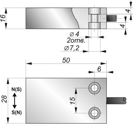 Датчик бесконтактный герконовый DG48P-CD-2GNONC-B(y)B(y)-1,5-IS