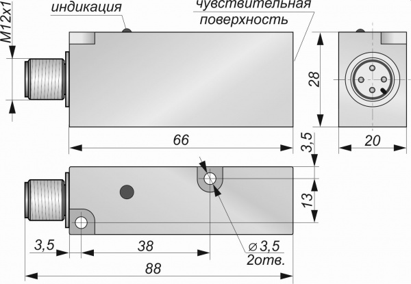 Датчик бесконтактный индуктивный И34-NO-PNP-P-HT