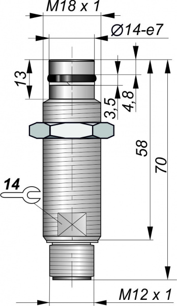 Датчик бесконтактный индуктивный ИД11-NO-PNP-P-35(12X18H10T)