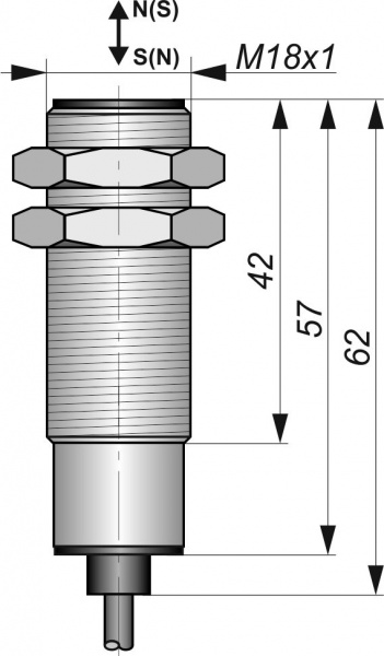 Датчик бесконтактный герконовый DG18MKL-CD-NO-E-5-SS