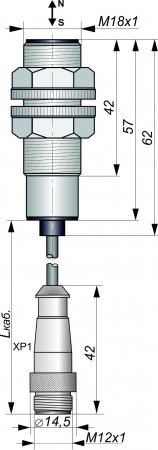 Датчик бесконтактный герконовый DG18MKP-CD-2GNONC-FF-P12.4/1,5-IS