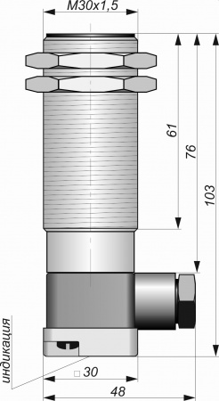 Датчик бесконтактный индуктивный И25-NO-PNP-K(Л63, Lкорп=75мм)