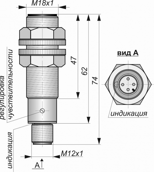 Датчик бесконтактный ёмкостный E02-NO-PNP-P(Д16Т, Lкорп=60мм)