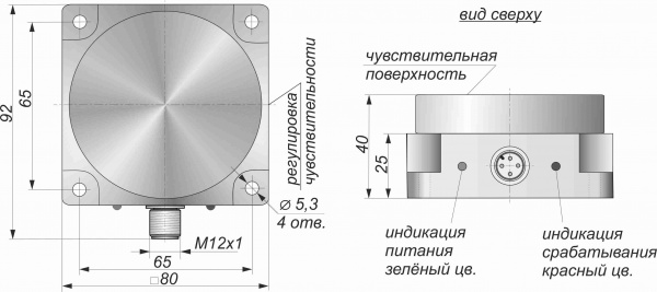 Датчик бесконтактный индуктивный ИВ40-NO/NC-PNP-P(НКУ, с регулировкой)