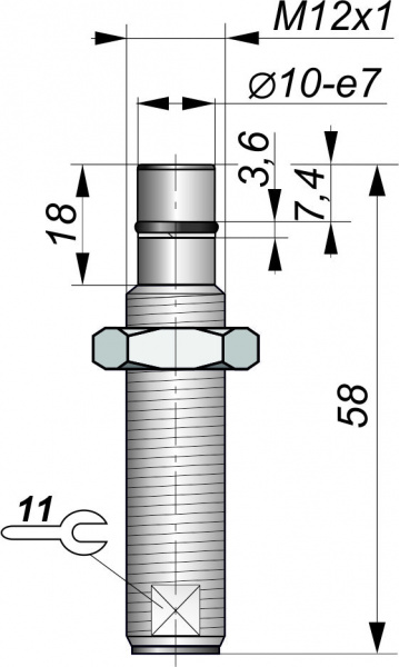 Датчик бесконтактный индуктивный ИД036-NO-NPN-P-HT-50(12X18H10T, Lкорп=57мм)
