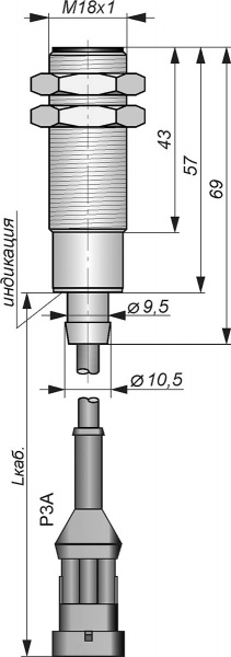 Датчик бесконтактный индуктивный И10-NO-NPN-P3A-ПГ-HT(Л63, Lкаб=0,3м)