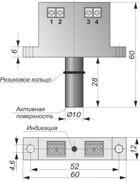 Датчик бесконтактный индуктивный И59-NO-NPN-K(ПА6)