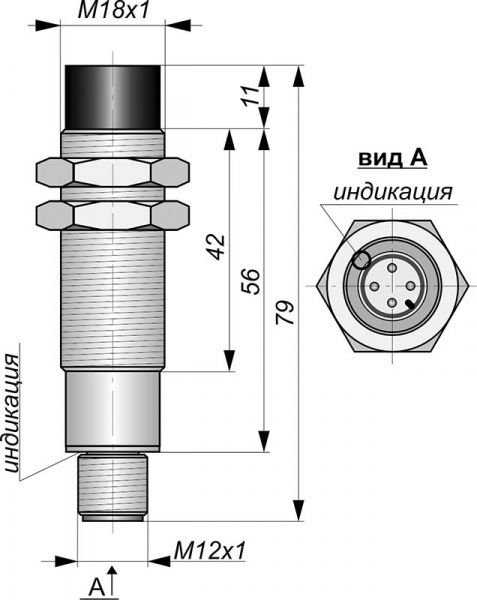 Датчик бесконтактный индуктивный ИВ11-NO/NC-NPN-P-ПГ-HT(12X18H10T)