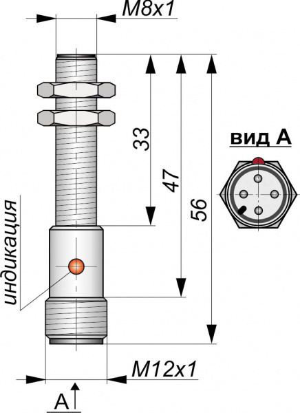 Датчик бесконтактный индуктивный ИВ83-NO-PNP-P(12X18H10T)