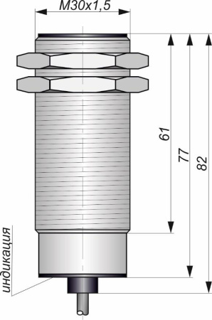 Датчик индуктивный бесконтактный ИВ25-NC-PNP-BT(Текаформ, Lкорп=75мм)