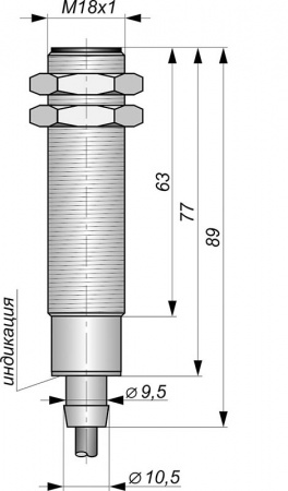 Датчик бесконтактный индуктивный И10-NO-NPN-ПГ-HT(Л63, Lкорп=75мм, Lкаб=300мм, маслобензостойкий, встроенный фильтр, гайки мет.)