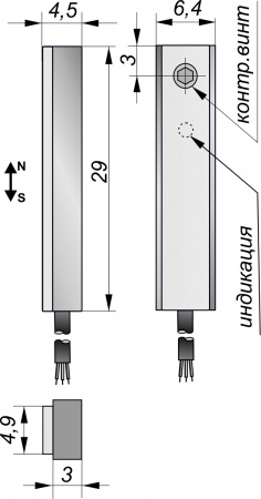 Датчик бесконтактный герконовый GT01P-SI-NO-C-2-SS