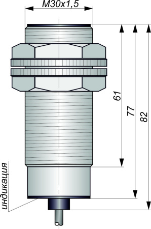 Датчик индуктивный бесконтактный И25-NO-PNP(Д16Т, Lкорп=75мм)