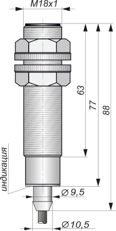 Датчик индуктивный бесконтактный ИВ10-NC-PNP(Текаформ, Lкорп=75м)