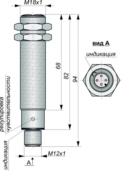 Датчик бесконтактный оптический O031-NO-PNP-P(12Х18Н10Т, с регулировкой)
