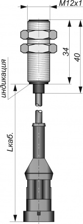Датчик бесконтактный индуктивный ИВ05-NO-PNP-P3A.3-ПГ-HT-Y103(Л63, Lкаб=0,15м, вибростойкий)