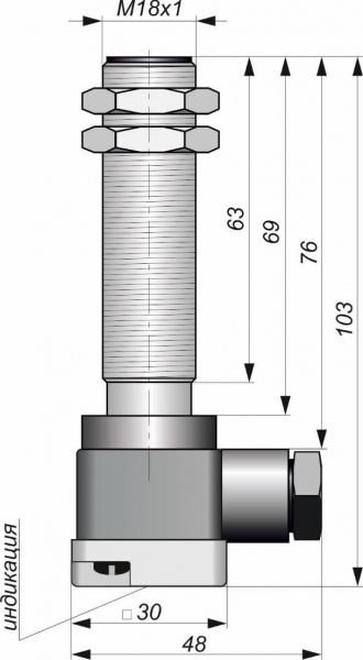 Датчик бесконтактный индуктивный И09-NO/NC-PNP-K(Л63, Lкорп=75мм)