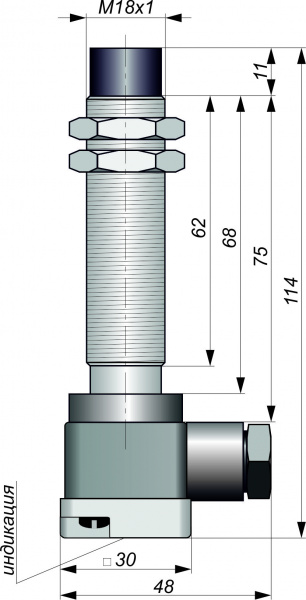 Датчик бесконтактный индуктивный И11-NO-PNP-K-HT(Л63, Lкорп=75мм)