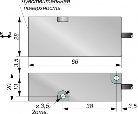 Датчик бесконтактный герконовый взрывобезопасный стандарта "NAMUR" SNG 33-PL-5