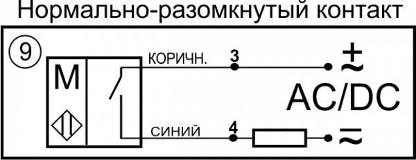 Датчик бесконтактный герконовый DG40-NO-AC(Lкаб=0,35м)